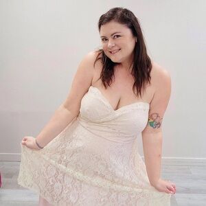Alfred Angelo Disney Fairy Tale Weddings Light Pink Lace Mini Dress - 16/18